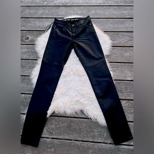 Victoria’s Secret VS Siren Black Leather Coated Skinny Straight Leg Jeans NWT